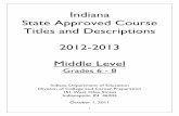 Indiana State Approved Course Titles and Descriptions...1 Indiana State Approved Course Titles and Descriptions 2012-2013 Middle Level Grades 6 - 8 Indiana Department of Education