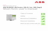 ABB INDUSTRIAL DRIVES ACS320 drives (0.5 to 30 hp) · 2018-09-06 · Safety 7 external commands (I/O or fieldbus). The maximum number of charging cycles allowed with the DC capacitors