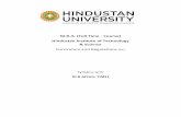 M.B.A. (Full Time - Course) Hindustan Institute of ... · Examination recognized by Hindustan University 2.4. In all matters relating to admission to the ... One credit for 4 hours