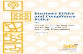 Business Ethics and Compliance Policy - SDI · 2019-05-20 · BUSINESS ETHICS AND COMPLIANCE POLICY – March 2019 3 ETHICAL/LEGAL ISSUES A. Honesty and Fair Dealing The Company’s