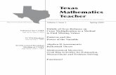 Texas Mathematics Teacher - Texas Council of Teachers of ...tctmonline.org/TCTMdrupal/sites/default/files/docs/TMT_archive/TMT... · Texas Mathematics Teacher A PUBLICATION OF THE