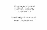 Cryptography and Network Security Chapter 12 Hash ...blk/cryptography/ch12.pdf · Cryptography and Network Security Chapter 12 Hash Algorithms and MAC Algorithms. Hash and MAC Algorithms