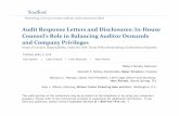 Audit Response Letters and Disclosures: In-House …media.straffordpub.com/products/audit-response-letters...Audit Response Letters and Disclosures: In-House Counsel's Role in Balancing