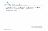 Constitutional Authority Statements and the Powers of ... · Constitutional Authority Statements and the Powers of Congress: An Overview Congressional Research Service Summary On