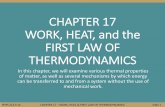 CHAPTER 17 WORK, HEAT, and the FIRST LAW OF THERMODYNAMICS · PHYS 212 S’14 CHAPTER 17 –WORK, HEAT, & FIRST LAW OF THERMODYNAMICS CHAPTER 17 WORK, HEAT, and the FIRST LAW OF THERMODYNAMICS