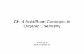 Ch. 4 Acid/Base Concepts in Organic Chemistry...Nov 04, 2017  · Key Points for Acids/Bases .An acid converts to a conjugate base during and acid/base reaction: A base converts to