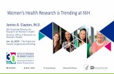 Women’s Health Research is Trending at NIH · Address Strategic Goal of Trans-NIH Strategic Plan Investigate • Basic differences between females & males • Influence of sex &