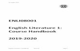 ENLI08001 English Literature 1: Course Handbook 2019-2020 · This book contains essays by many . English Literature 1 Handbook 2019-20 Page 7 . members of the department based on