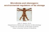 Microbiota and Obesogens: Environmental Regulators of Fat ... · Microbiota and obesogens: environmental regulators of fat storage John F. Rawls, Ph.D. Department of Molecular Genetics