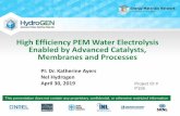 High Efficiency PEM Water Electrolysis Enabled by Advanced ... · controlling water distribution and the porous transport layer/catalyst interface ... • Material characterization,