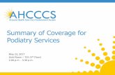 Summary of Coverage for Podiatry Services - azahcccs.govCoverage of Podiatry Services Performed by a Licensed Podiatrist Effective service dates on and after October 1, 2016 AHCCCS
