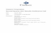 Cameco Corporation Second Quarter 2017 Results Conference Call · 2017-08-09 · Welcome to the Cameco Corporation Second Quarter 2017 Results Conference Call. As a reminder, all