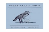 PENNSYLVANIA BIRDSPENNSYLVANIA BIRDS 1 VOLUME 3 NO.1 PENNSYLVANIA BIRDS is published four times a year ISSN 0898-8501. Editorial and business offices are located at 769 East Forge