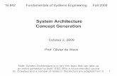 16.842: System architecture and concept generation...System Architecture Concept Generation October 2, 2009 Prof. Olivier de Weck Note: System Architecture is a very rich topic that