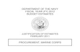PROCUREMENT, MARINE CORPS - United States NavyTotal Procurement, Marine Corps 3,792,726 1,516,812 1,042,103 2,558,915 P-1P: FY 2012 President's Budget (With FY 2011 CR Adjustments),