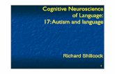 Cognitive Neuroscience of Language: 17: Autism and language · 2009-01-08 · Look at autism and language, and the “linguistic savant” Christopher, in particular 2. Today’s