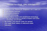 Review for Final: CPE 329 Fall 2007 - Cal Polyjharris/courses/329f07/final_review_fall07.pdf · Review for Final: CPE 329 Fall 2007 • Lectures 1-14, Therac-25, Chapters 1 & 2, Labs