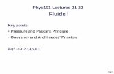 Fluids I - SFU.camxchen/phys1011101/Lecture21B.pdfFluids I Key points: •Pressure and Pascal’s Principle •Buoyancy and Archimedes’ Principle Ref: 10-1,2,3,4,5,6,7. The three