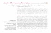 Role of Nursing Personnel in Laboratory Testing...drawing errors generally occurs when the blood samples are drawn by nurses whose experiences ... in hospitals/clinics the nursing