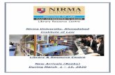 Nirma University, Ahmedabad Institute of Law...Nirma University, Ahmedabad Institute of Law Library & Resource Centre New Arrivals (Books) During March 1 – 15, 2020