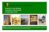 PPB GROUP BERHAD · 1 PPB GROUP BERHAD Disclaimer: The contents of this presentation include materials which may be capable of being interpreted as forward-looking statements. Such