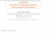 Compilers Lecture VIII—Semantic Analysis: Syntax Directed Translationbivasm/notes/SDD.pdf · Free University of Bolzano–Formal Languages and Compilers. Lecture VIII, 2012/2013