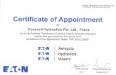 Vickers Systems International Ltd ... - Concord Hydraulics · Vickers Systems International Ltd. '145, off Mumbai- Pune Road, Pimpri Pune411018 Certificate of Appointment to Concord