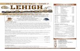 2017 LEHIGH FOOTBALL - GAME 2 SCHEDULE/RESULTS · Lehigh Sports Communications• 641 Taylor Street, Bethlehem, PA • 610-758-3174 •LehighSports.com • @LehighSports • @LehighFootball