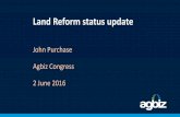 Land Reform status update - Agbiz Reform Status.pdf · Land Reform status update. Land Reform premise…. Section 25 (5) provides that the state must take reasonable legislative and