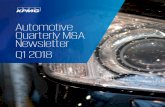 Automotive Quarterly M&A Newsletter Q1 2018 · NA Auto Parts Manufacturers. Global OEMs. 7.1x-0.4x Qo Q. 9.3x +0.4x Q-o-Q. At the end of Q1’18 the average EV / LTM EBITDA multiples