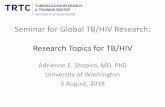 Research Topics for TB/HIV - University of Washington · 2018-08-07 · Recent History •2005: TB/HIV research priorities in resource-limited settings –Preventive therapy for TB