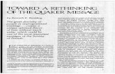 Re-thinking the Quaker Message by Kennith Boulding · Kenneth E. Boulding is Distinguished Professor of Economics and a program director, Institute of Behavioral University of Colorado.