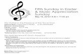 Fifth Sunday in Easter & Music Appreciation Sunday · 2019-05-15 · William Stanford 05/06 Ethan Domke 05/07 Jared Benson 05/08 Ryan Benson 05/08 Woody Murphy 05/08 Mateo Anderson
