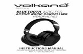 Volkano X Silenco IM Repro CurvesVolume / èrévious Track Bluetooth Button Volume / Next Track Bluetooth LED USB Charge Port Microphone—e— Headband Cushion ANC Button 3.5mm Port