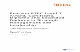 Pearson BTEC Level 7 Award, Certificate, Diploma and ... · Pearson BTEC Level 7 Award, Certificate, Diploma and Extended Diploma in Strategic Management and Leadership BTEC Professional