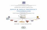 COMPETENCY BASED CURRICULUM MILK & MILK PRODUCT … Milk and Milk Product Technician... · Milk & Milk Product Technician Dairy Worker, General: performs all or several tasks in reparation