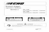 Power Edger - ECHO USA · POWER EDGER OPERATOR'S MANUAL 3 SAFETY DECALS Locate these safety decals on your unit. The complete unit illustration found in the "DESCRIPTION" section,