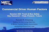 Commercial Driver Human Factors...Commercial Driver Human Factors Session 848: Truck & Bus Safety Key Research –Past, Present, Future Ronald R. Knipling Safety for the Long Haul