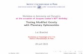Testing Modi ed Gravity with Planetary Ephemeridesfejoz/Colloques/... · The cosmological concordance model -CDM 2.3 Cosmological Parameters from Planck 33 FIG 2.8.ÑThe left panel