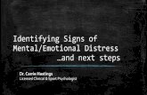 Identifying Signs of Mental/Emotional Distress …and next stepsIdentifying Signs of Mental/Emotional Distress …and next steps Dr. Carrie Hastings Licensed Clinical & Sport Psychologist