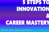 5 STEPS TO INNOVATION CAREER MASTERY · 2019-09-27 · Effective & supportive networks. Mentors. Generally one-way Coach/offer criticism Not necessarily in your industry More than
