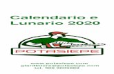 Calendario e Lunario 2020 - Potasiepe • Giardiniere · Calendario e Lunario 2020  giardiniere@potasiepe.com tel. 388 9005888