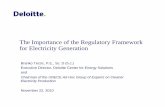 The Importance of the Regulatory Framework for Electricity ... · The Importance of the Regulatory Framework for Electricity Generation Branko Terzic, P.E., Sc. D (h.c.) Executive