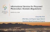 Informational Seminar for Proposed Photovoltaic Modules ... · Informational Seminar for Proposed Photovoltaic Modules Regulations MARCH 25, 2019 Chosu Khin, Ph.D. ... • Photovoltaic