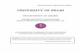 UNIVERSITY OF DELHI - Zakir Husain Delhi College · UNIVERSITY OF DELHI DEPARTMENT OF ARABIC UNDERGRADUATE PROGRAMME (Courses effective from Academic Year 2015-16) SYLLABUS OF COURSES