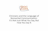 Clinicians and the Language of Nonverbal Communication: It ... Communication V7.pdf · Clinicians and the Language of Nonverbal Communication: It’s Not Just What You Say, But How