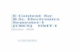E-Content for B.Sc. Electronics Semester-I (CBCS) UNIT-I · E-Content for B.Sc. Electronics Semester-I (CBCS) UNIT-I B. Sc. 2016 Govt. Degree College, Bemina Page 9 Ohm’s law. The