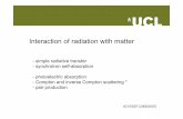 Interaction of radiation with matter · Interaction of radiation with matter - simple radiative transfer ... - photoelectric effect - Compton scattering - pair production Lead. Photoioniztion