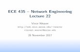 ECE 435 { Network Engineering Lecture 22web.eece.maine.edu/~vweaver/classes/ece435_2017f/ece435_lec22.pdf · Press send, tries to send. If collision wait. Tower nds idle channel for