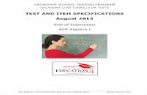TEST AND ITEM SPECIFICATIONS August 2013 · standards identified in the Oklahoma Academic Standards (OAS). ... Scatter Plots Data Analysis & Statistics ... Match equations to a graph,